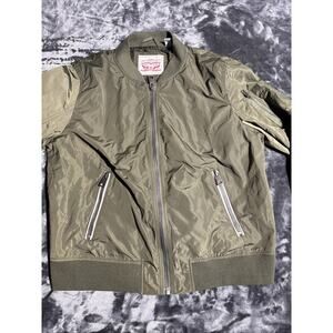 Levi's Women’s Bomber Jacket Size XL Green Full Zip Polyester Long Sleeve